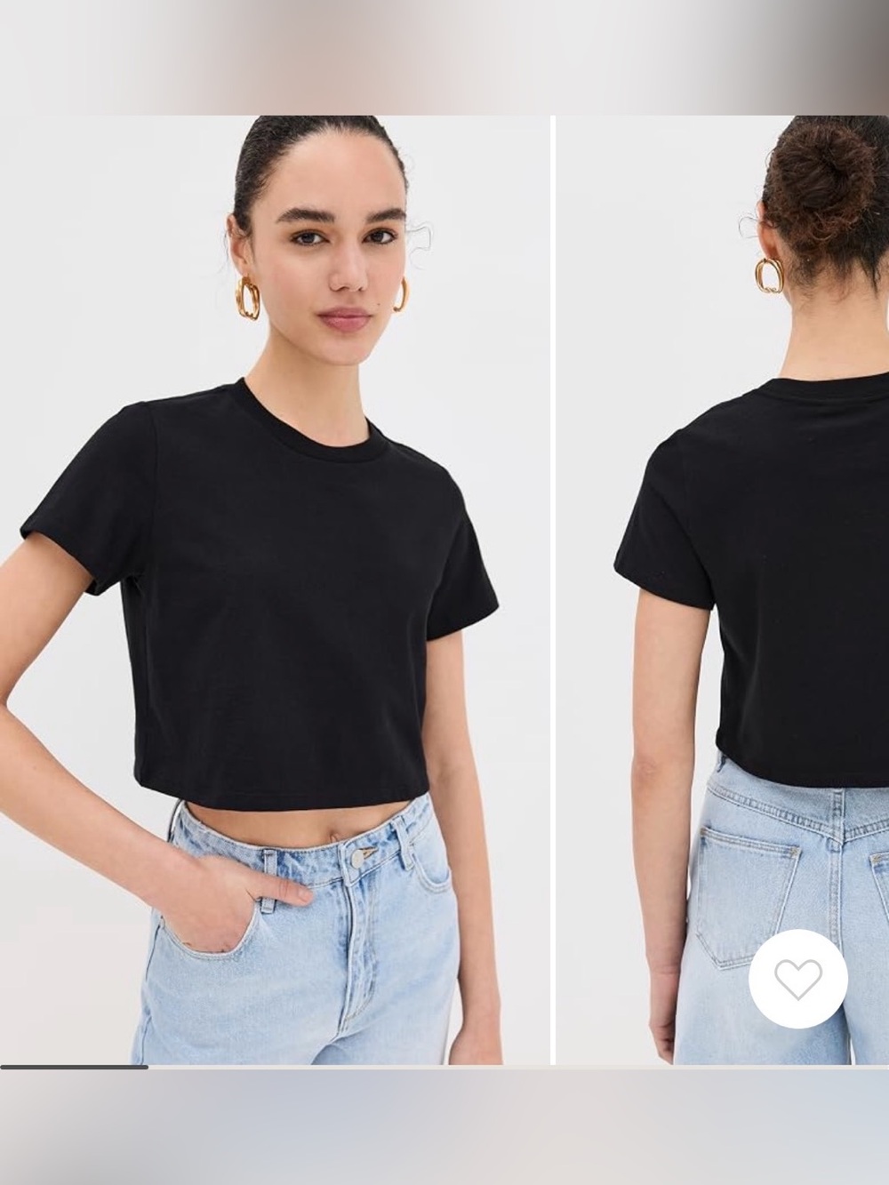 Free people Black Crop Crewneck T-Shirt - Women